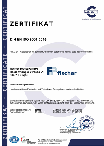 ISO-9001-Zertifikat, gültig bis Januar 2026