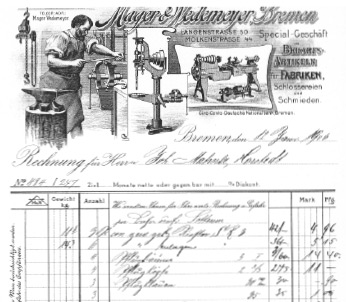Erste Rechnung von 1899