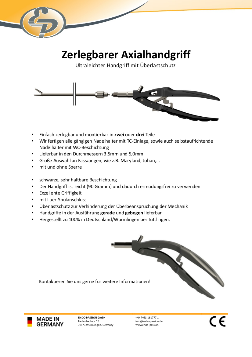 Zerlegbarer Axialhandgriff