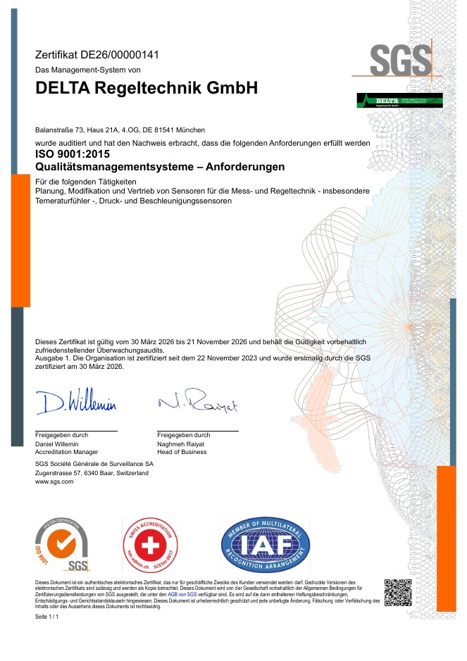 ISO 9001:2015 Zertifikat (Deutsch)