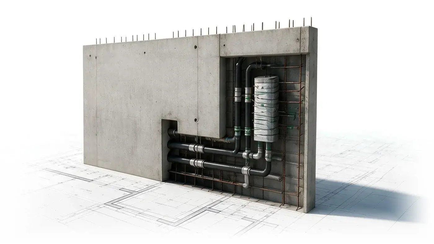 Betonelement mit Elektro-Einlagen und Bewehrung