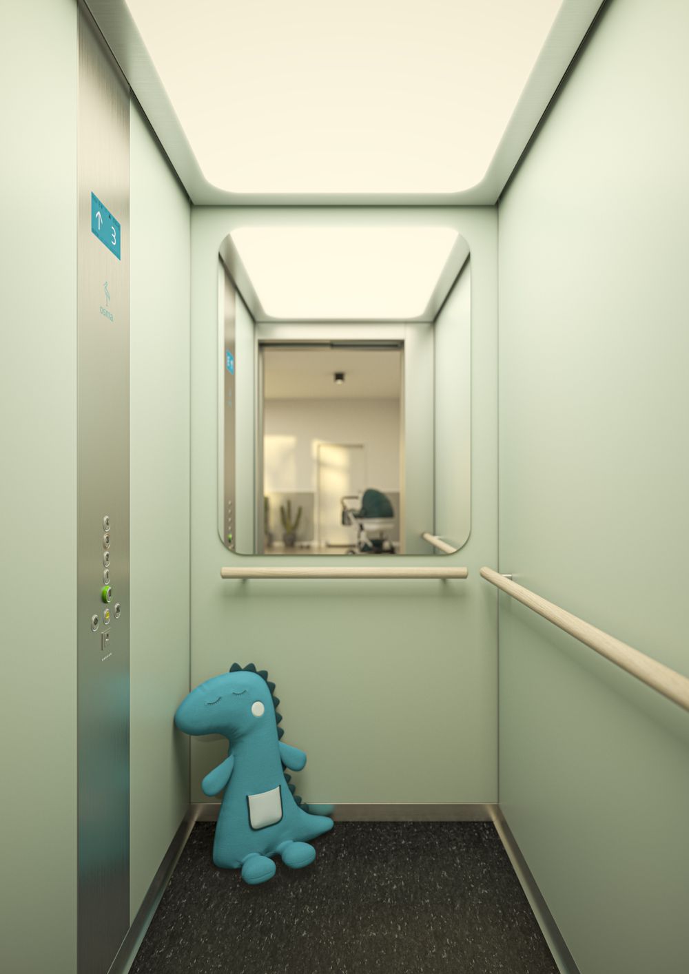 Elevator car with interior design