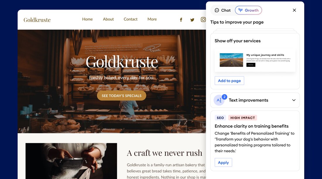 Bäckerei-Website mit KI-Assistenten und SEO-Optimierung
