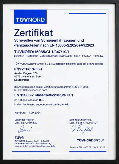 Zertifikat EN 15085-2, Klassifikationsstufe CL1