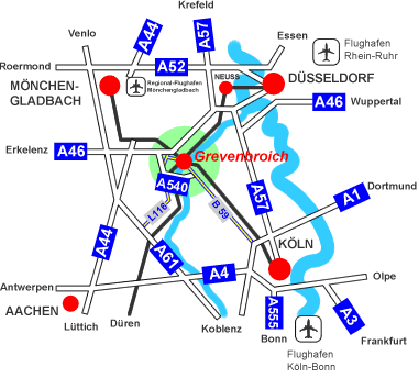 Anfahrtsskizze Standort Grevenbroich