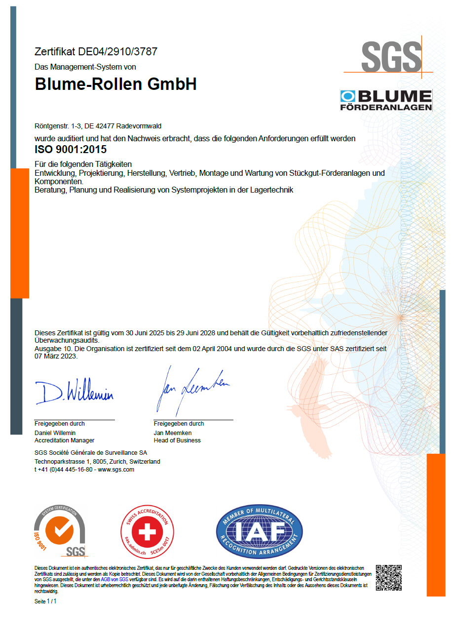 Zertifikat DIN EN ISO 9001:2015