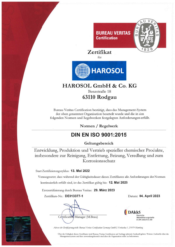 ISO 9001 Zertifikat