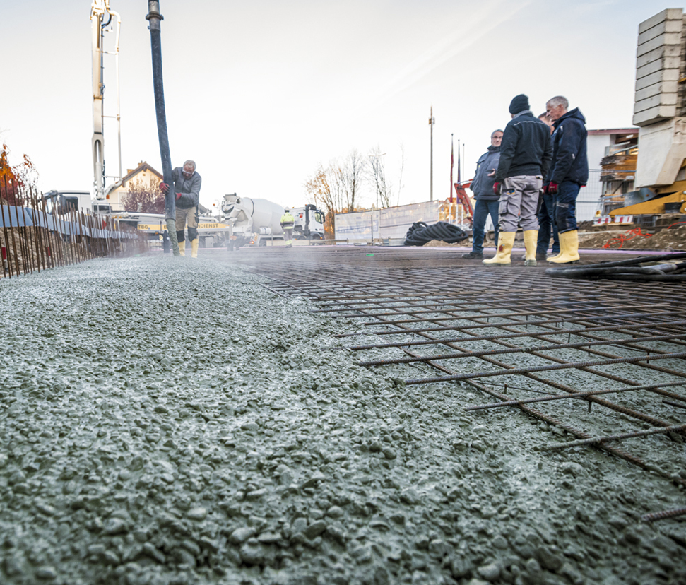 Transportbeton auf Baustelle
