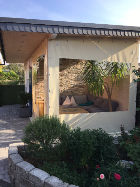 Pergola side panel on a garden house