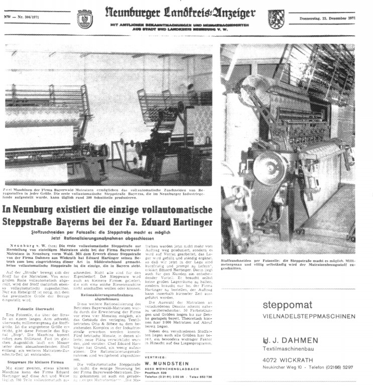 Historie der Vielnadel-Steppmaschinenfertigung