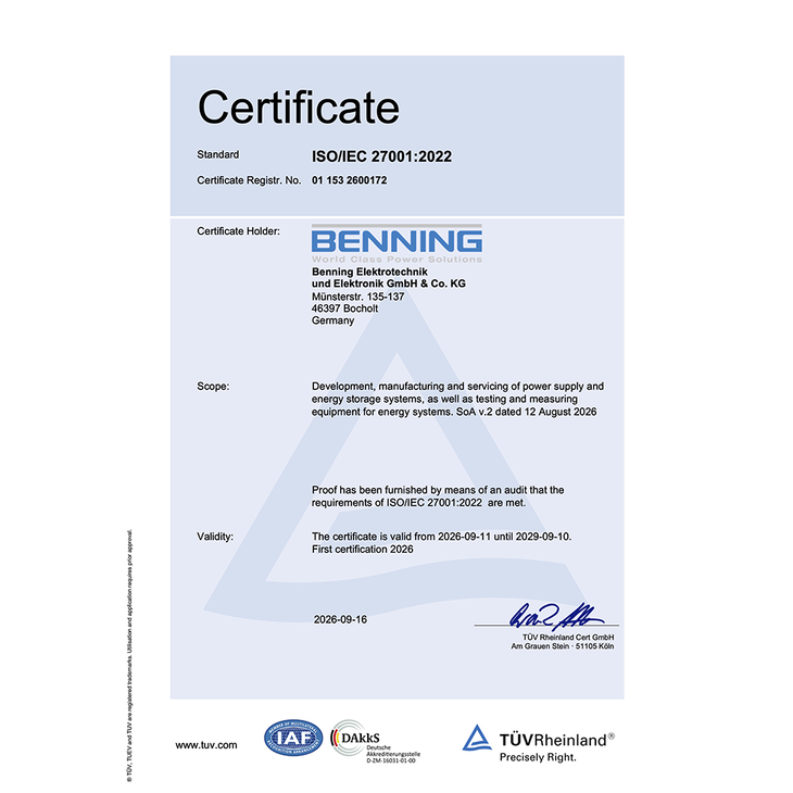 Zertifikat ISO/IEC 27001:2022