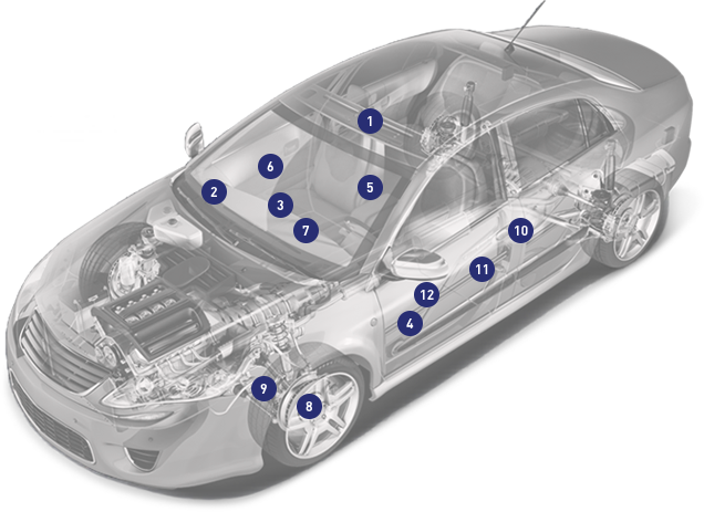Plastic parts for passenger cars