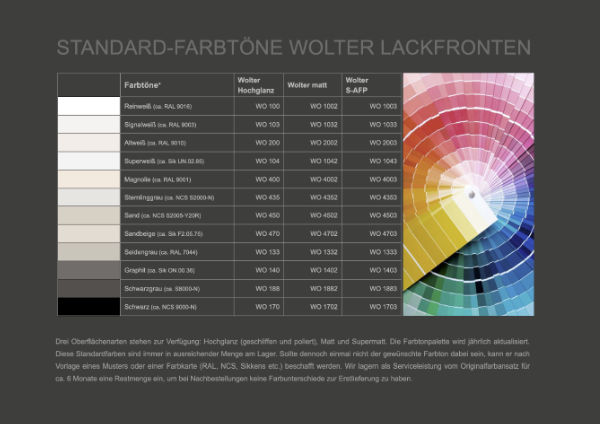 Standard-Farbtöne Wolter Lackfronten