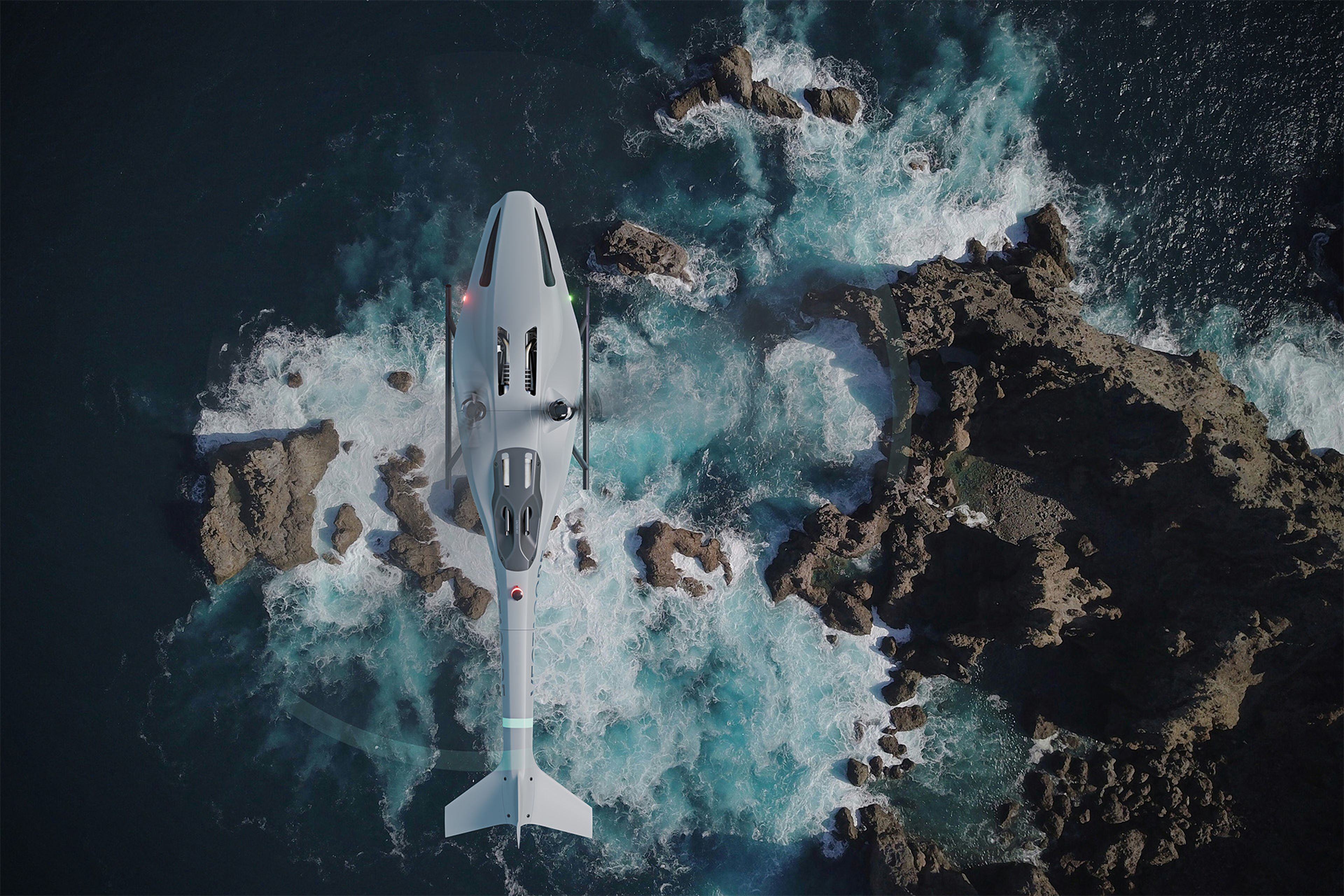VC-35G im Tiefflug über Küstengewässer