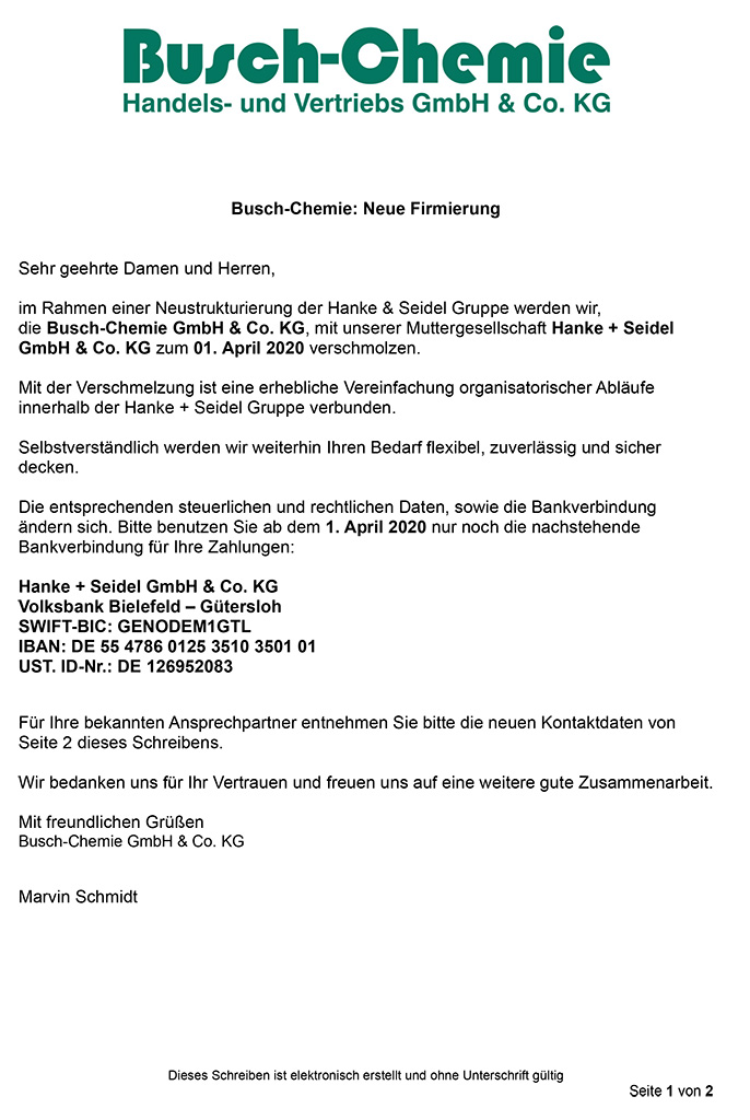 Busch-Chemie – Fertigung