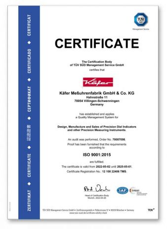 TÜV Zertifikat DIN EN ISO 9001:2015
