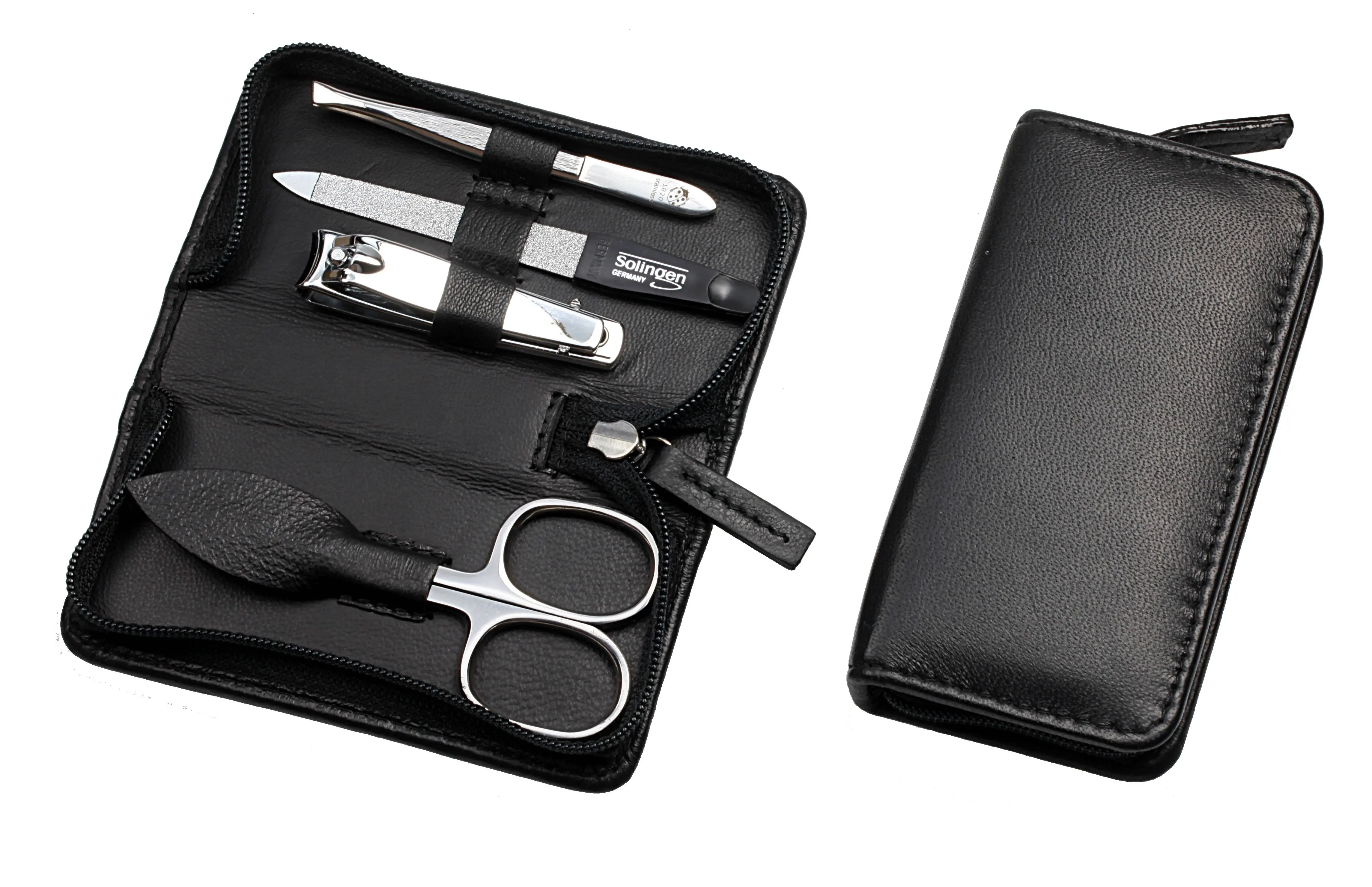 Manicure-Etui, 4-tlg., Nappa-Lammleder schwarz