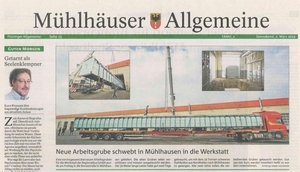 Zeitungsbericht: Einbau von drei Arbeitsgruben bei der Regionalbus GmbH