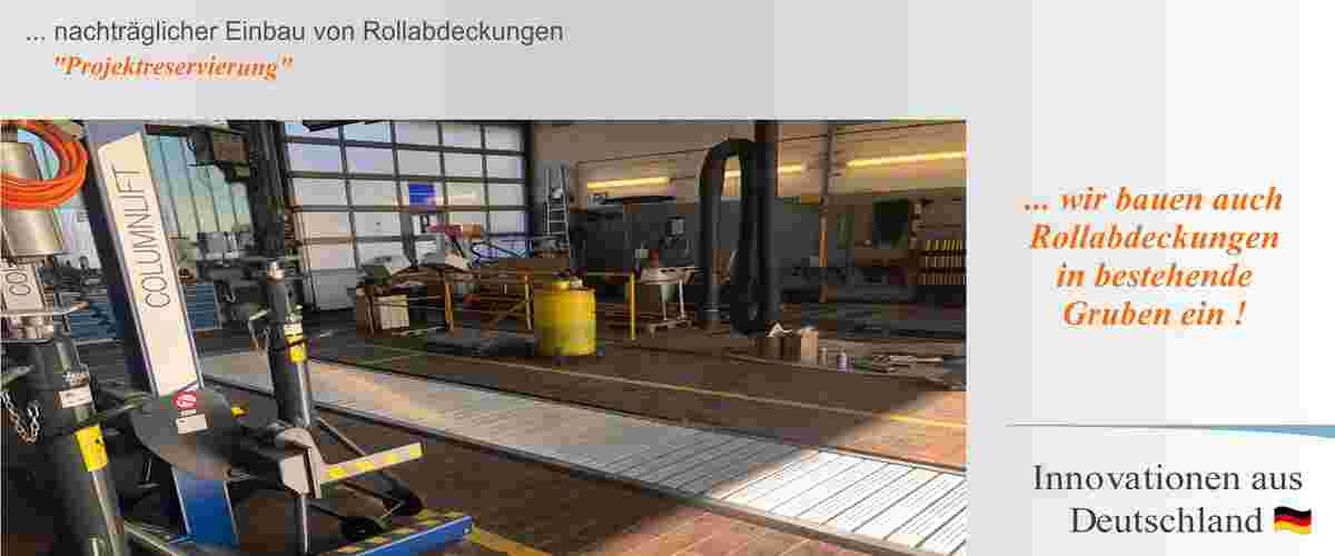 Fertiggrube mit automatischer Rollabdeckung