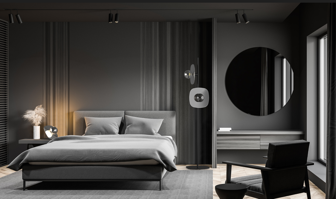 Design-Stehleuchte und Tischleuchte