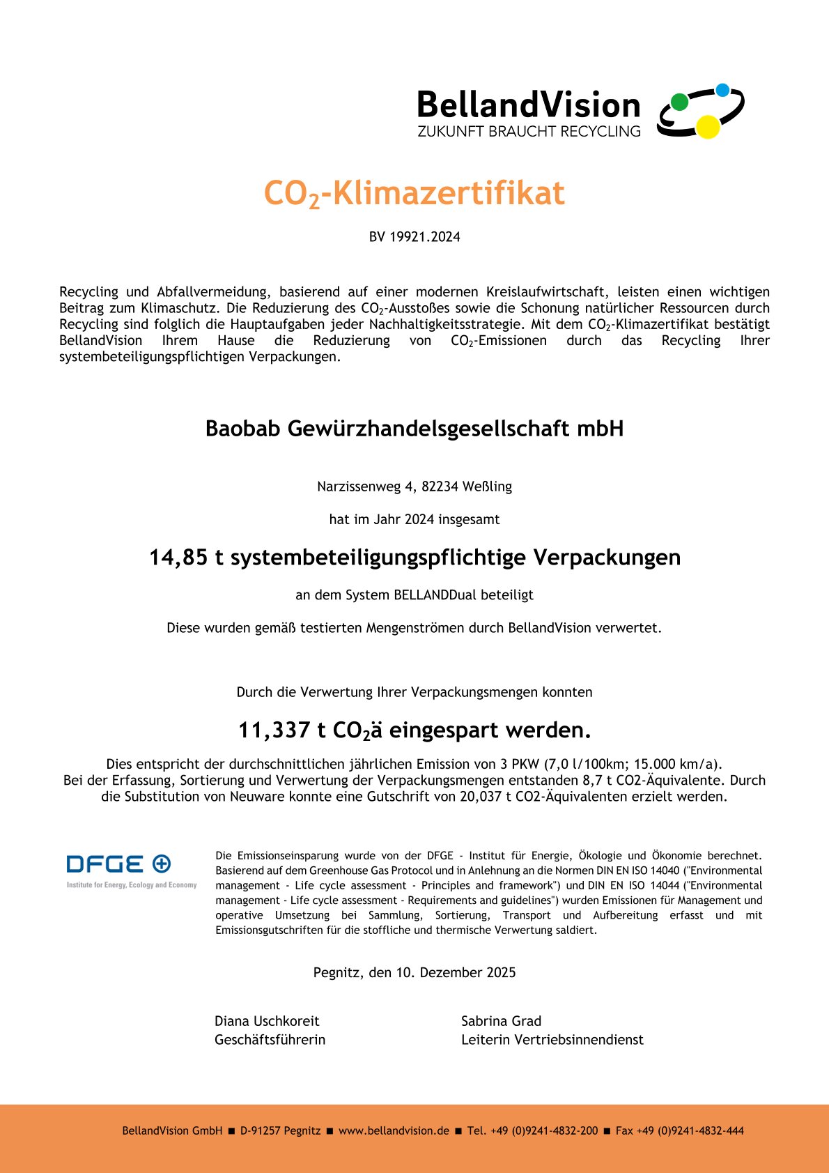 CO2-Zertifikat (Detail)