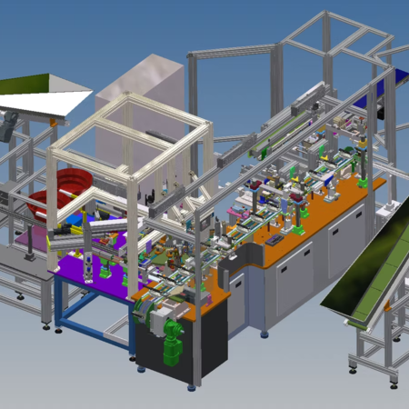 3D-Konstruktion einer automatisierten Produktionsanlage