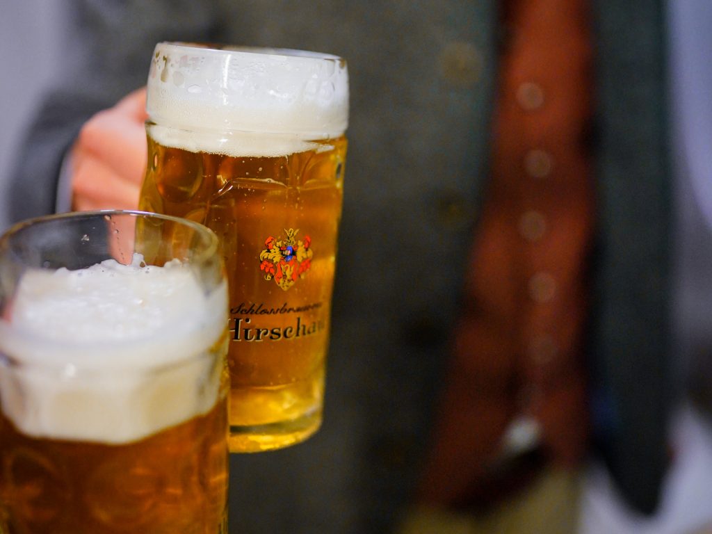 Toasting in the brewery cellar