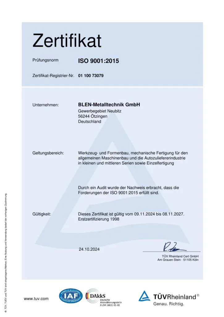 ISO-9001-Zertifikat