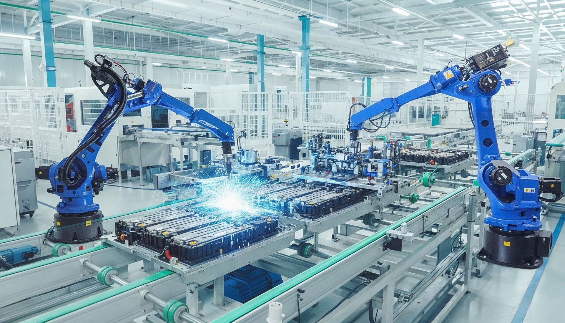 Synchronisierte Batteriepaletten-Produktionslinie