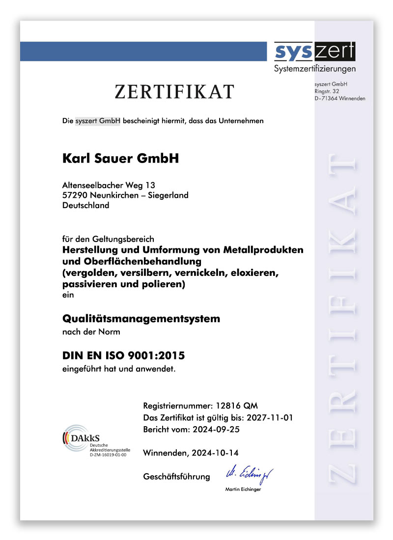 ISO-9001-Zertifikat