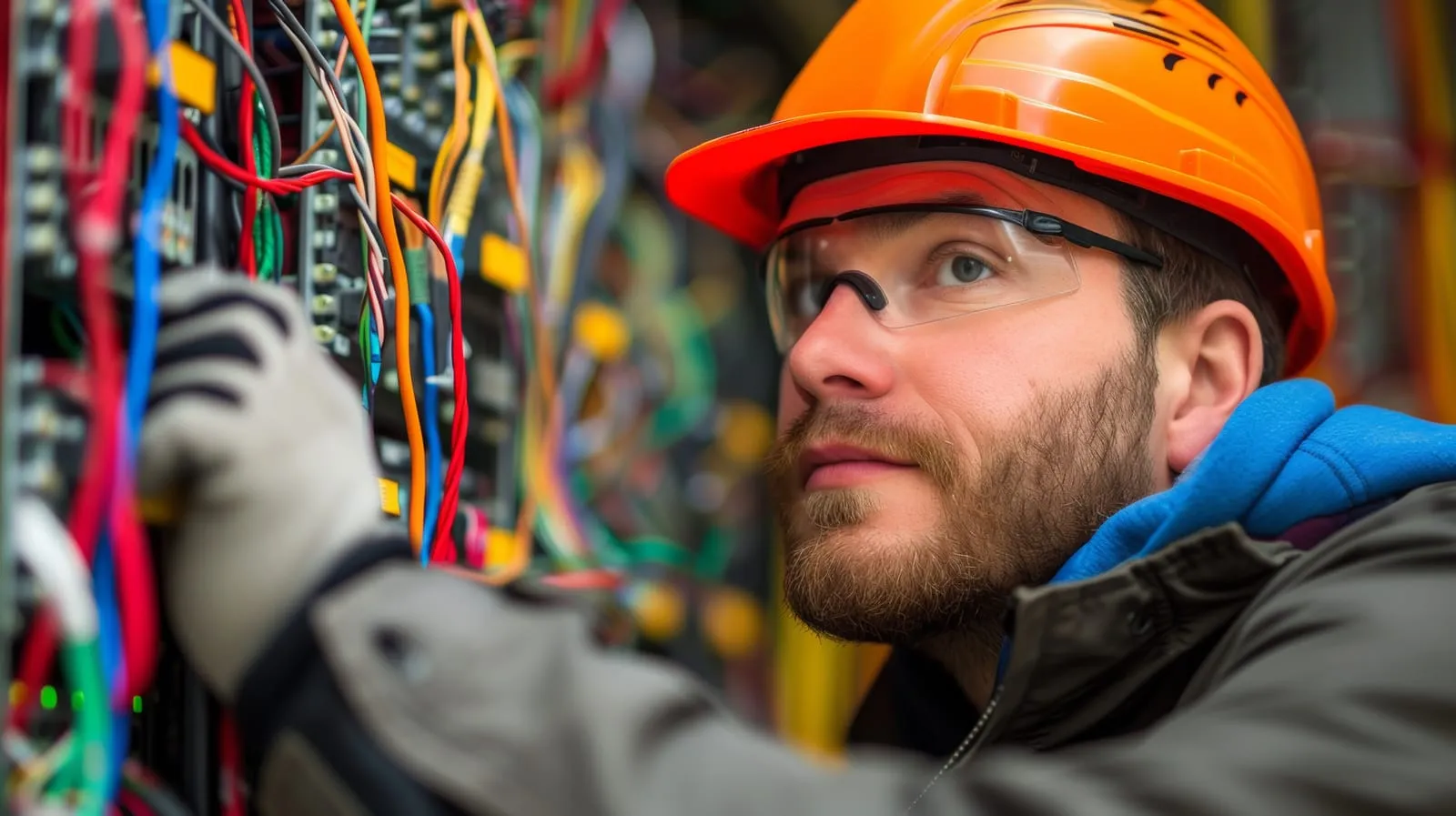 Elektriker bei der Arbeit an einem Schaltschrank