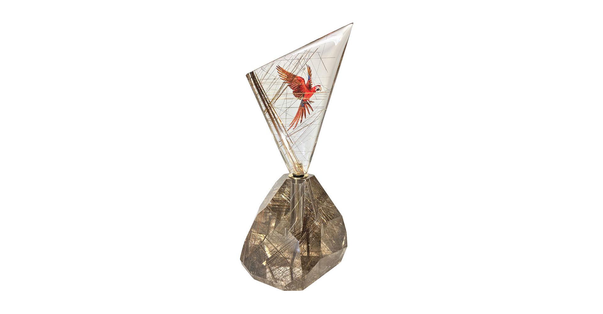 Rock crystal/rutile flacon with engraving