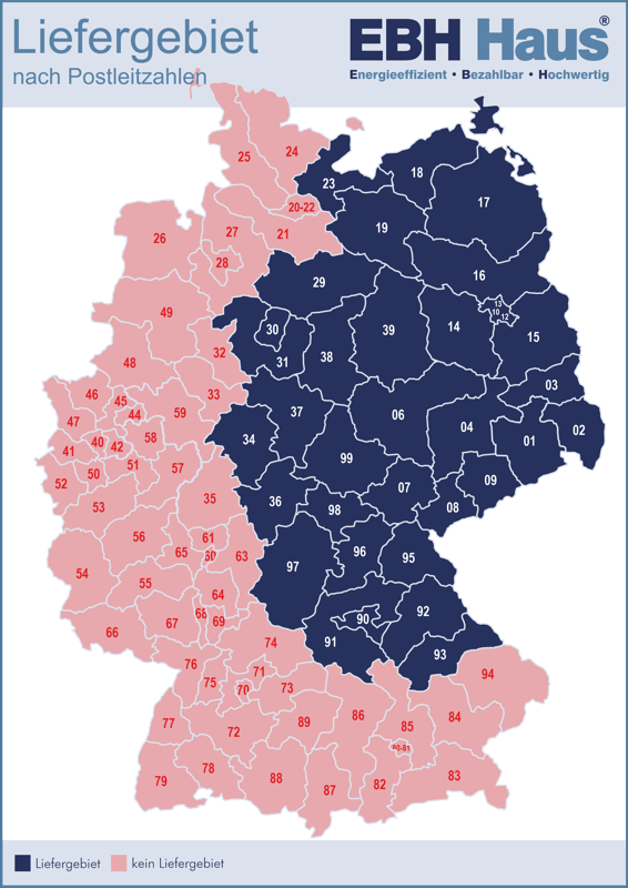 Liefergebiet nach Postleitzahlen