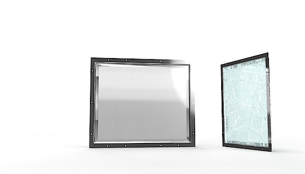 Defekte Maschinensicherheitsscheibe (HEMA Window)
