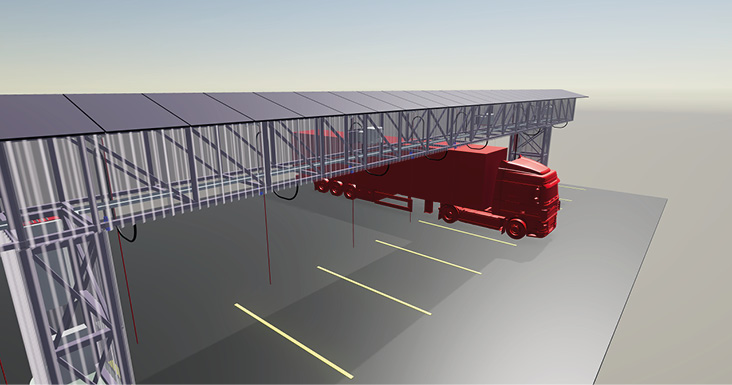 Terminal Charging System mit PV-Dach