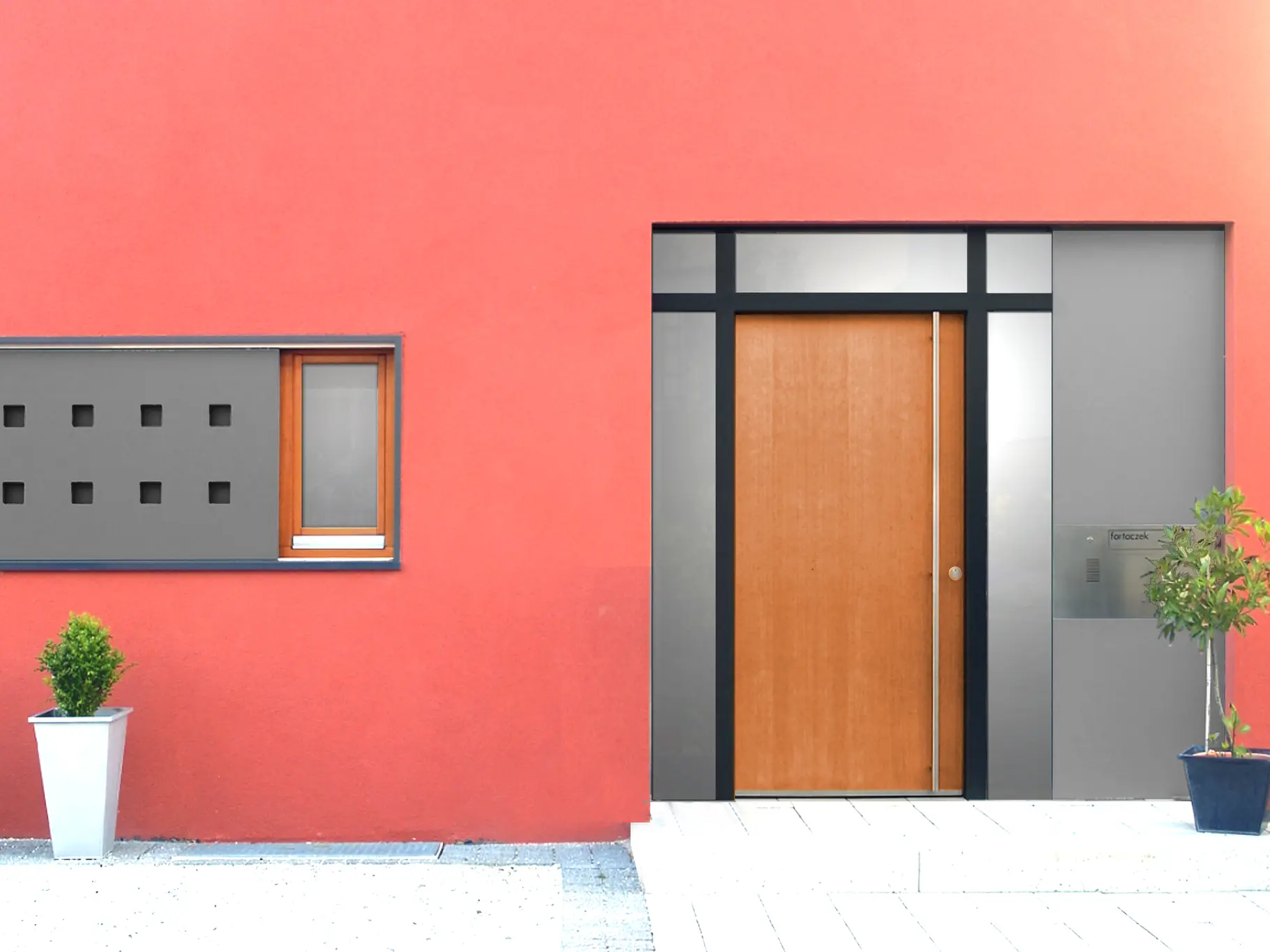 Haustür COMPOSITION aus Eiche mit gegliederten Glasfeldern