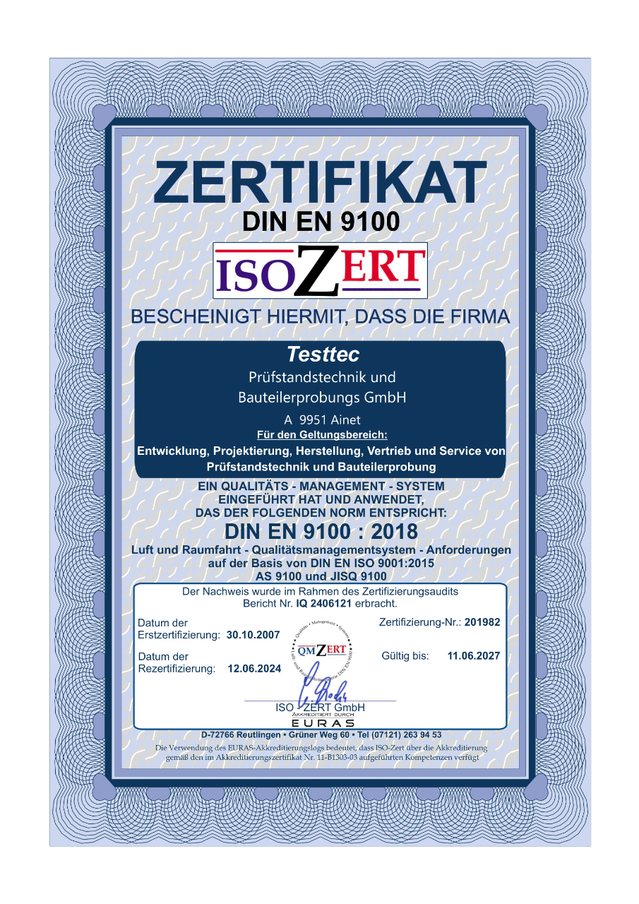 Zertifikat EN 9100:2024