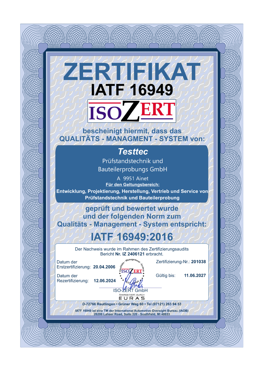 Zertifikat IATF 16949:2024