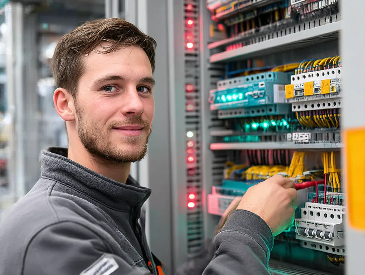 Verdrahtung eines Schaltschranks in der Fertigung