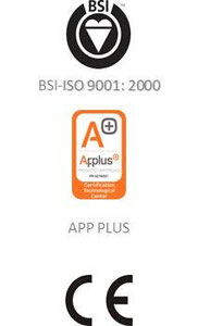 BSI ISO 9001, APPlus, CE