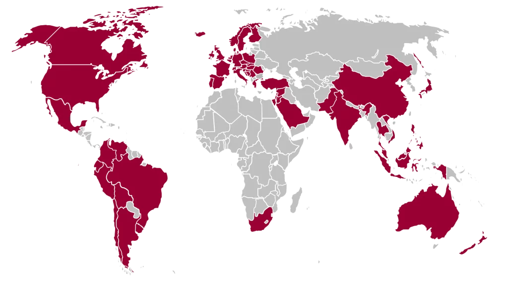 AFS Weltkarte der Vertriebs- und Servicestandorte