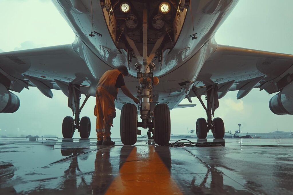 Luftfahrt-Serviceteam am Flugzeug