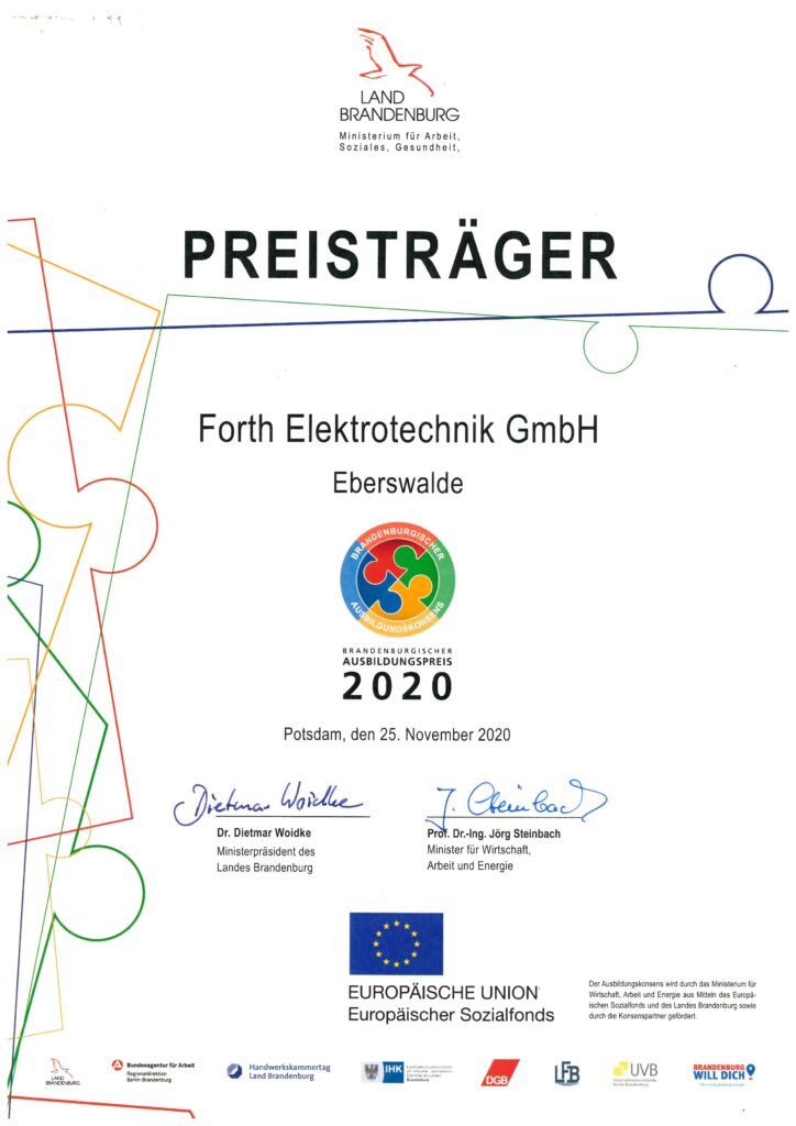 Preisträger Brandenburger Ausbildungspreis 2020