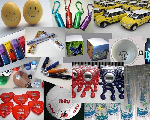 Collage aus Werbeartikeln