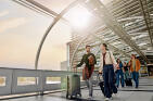 Guests in the SkyWalk at Dresden Airport