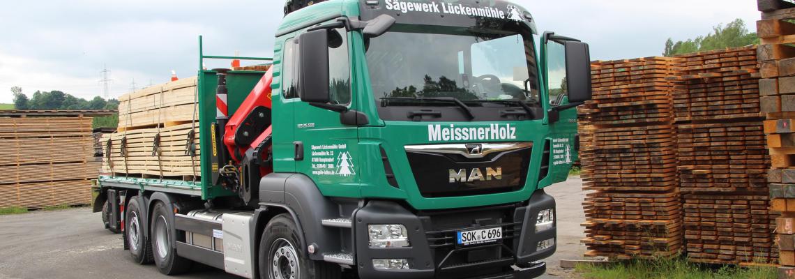 Truck with wood load