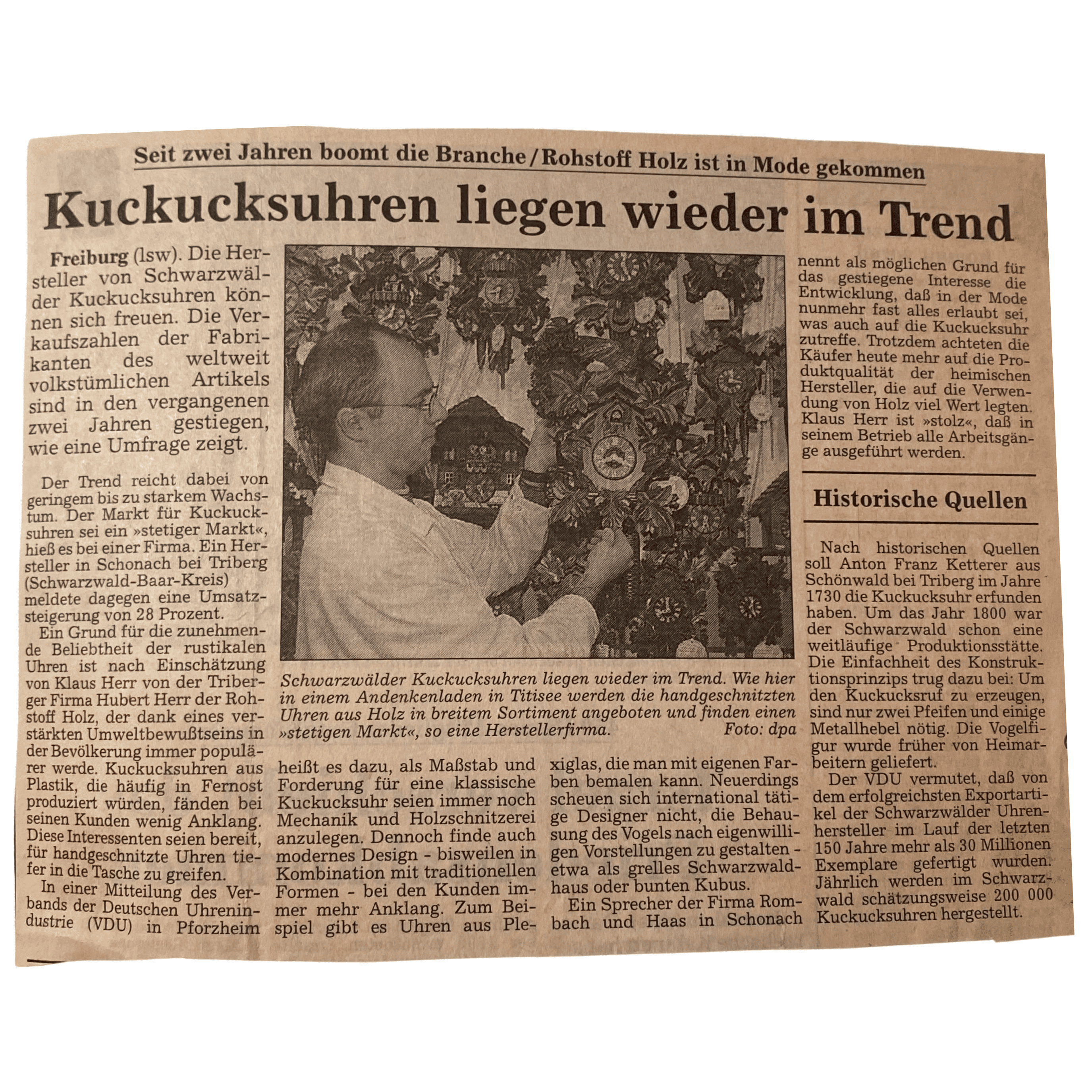 Zeitungsartikel vom 02.11.1998