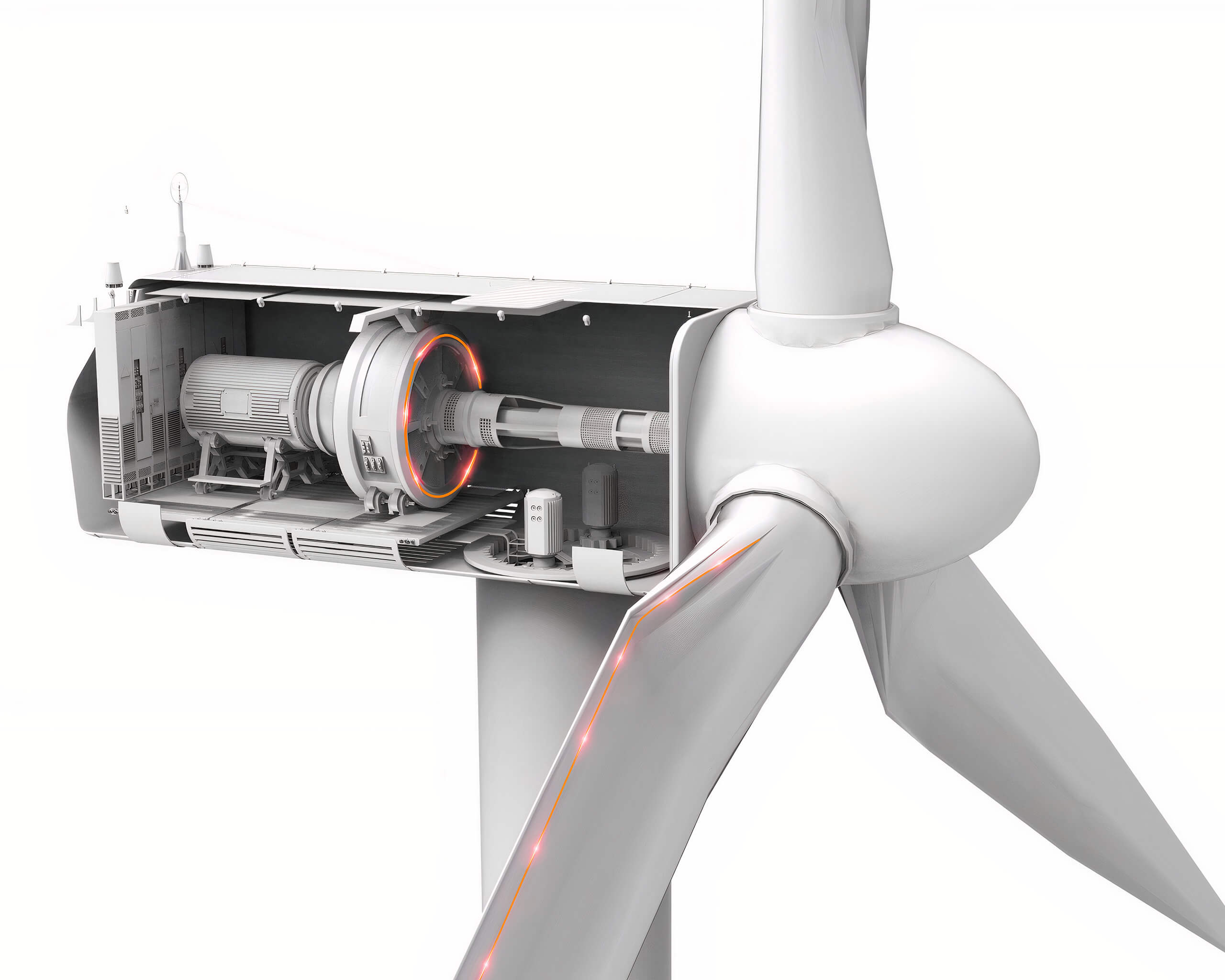FBG-Sensoren in Getriebe und Rotorblatt einer Windkraftanlage