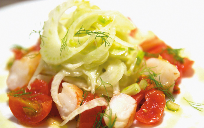 Gebratene Garnele mit Fenchel