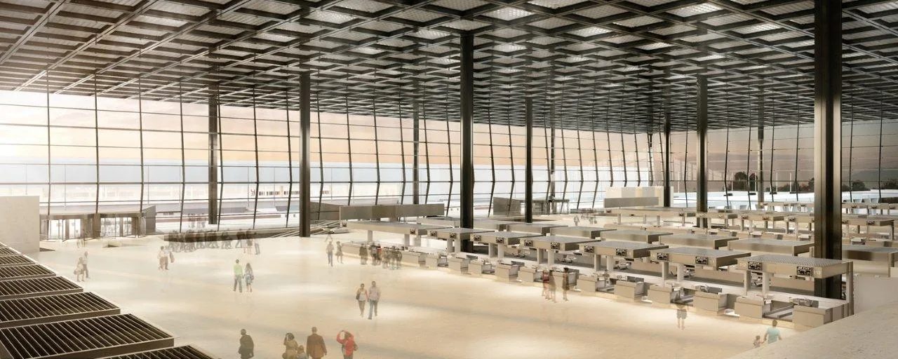 Visualisierung der Terminalhalle mit Glasfassade